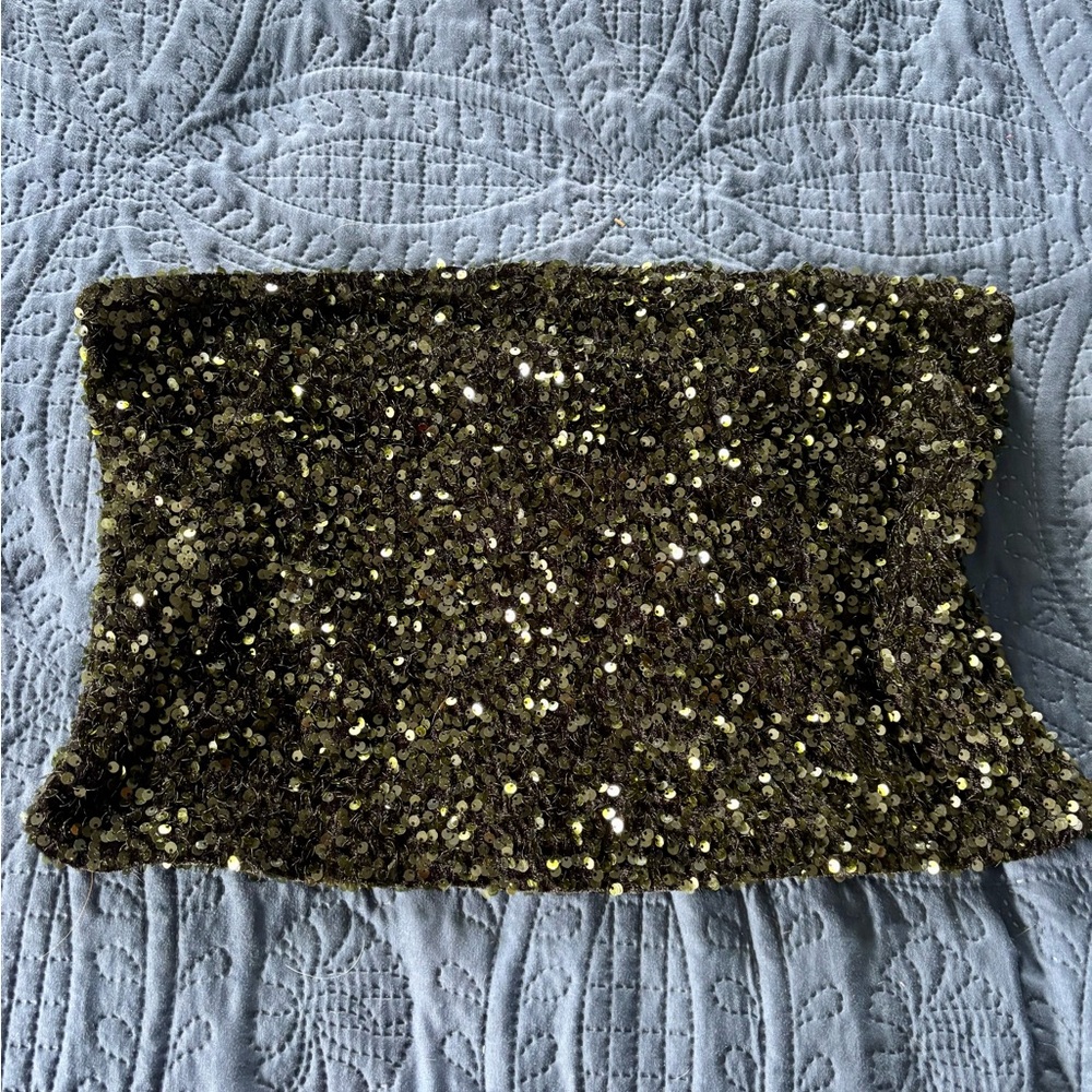 H&M Green & Black Sequin Top